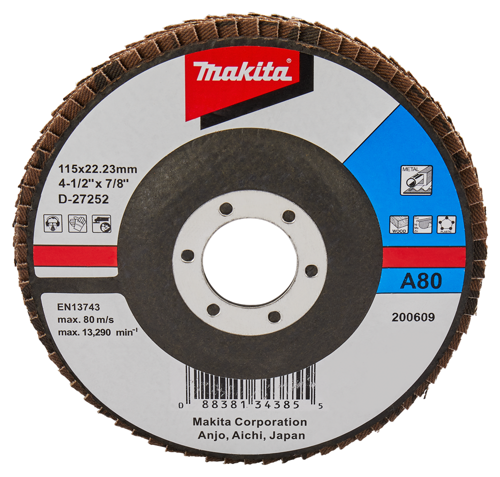 Makita accessoires disque de ponçage à lamelles 115mm a80 - d-27252 d-27252