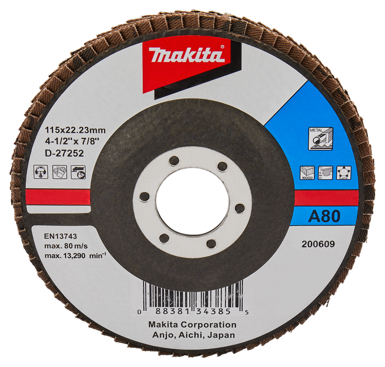 Makita accessoires disque de ponçage à lamelles 115mm a80 - d-27252 d-27252