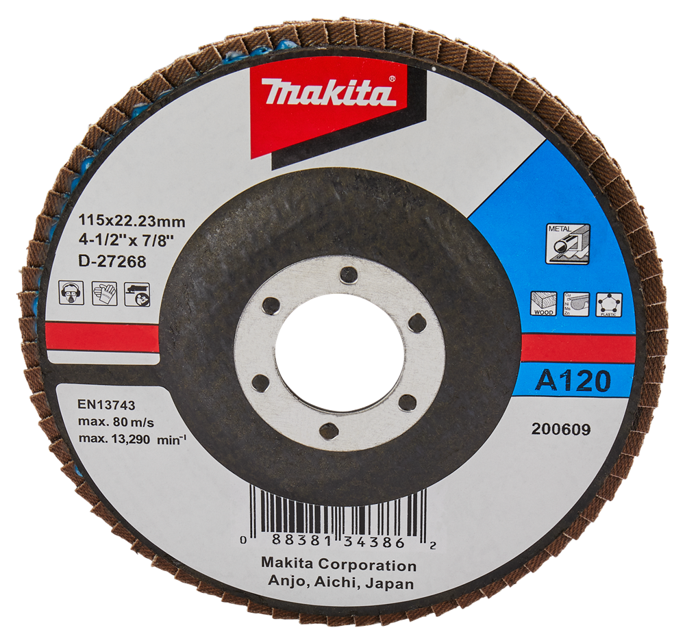 Makita accessoires disque de ponçage à lamelles 115mm a120 - d-27268 d-27268