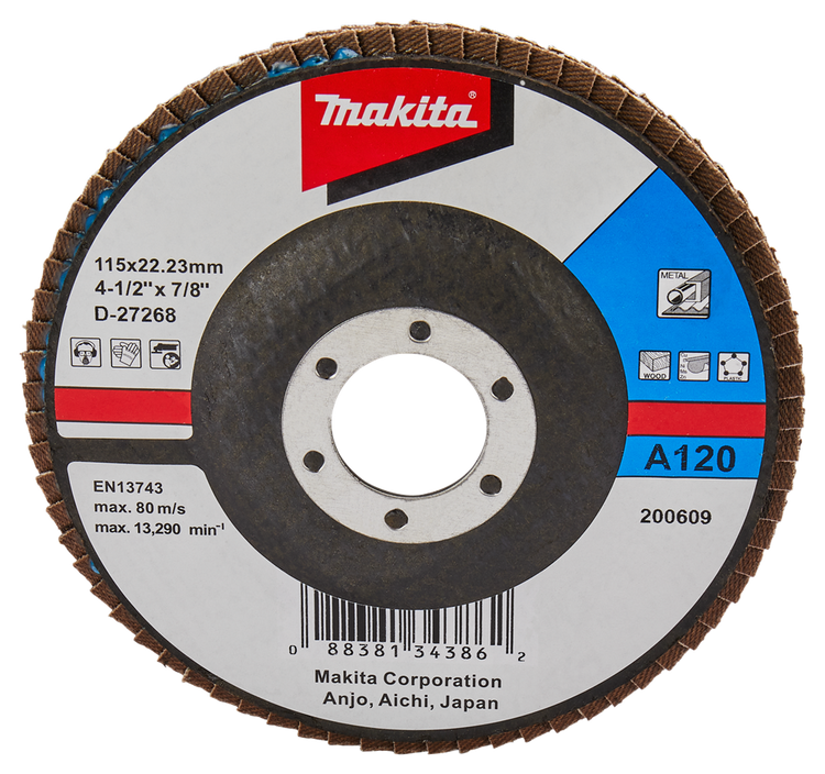 Makita accessoires disque de ponçage à lamelles 115mm a120 - d-27268 d-27268