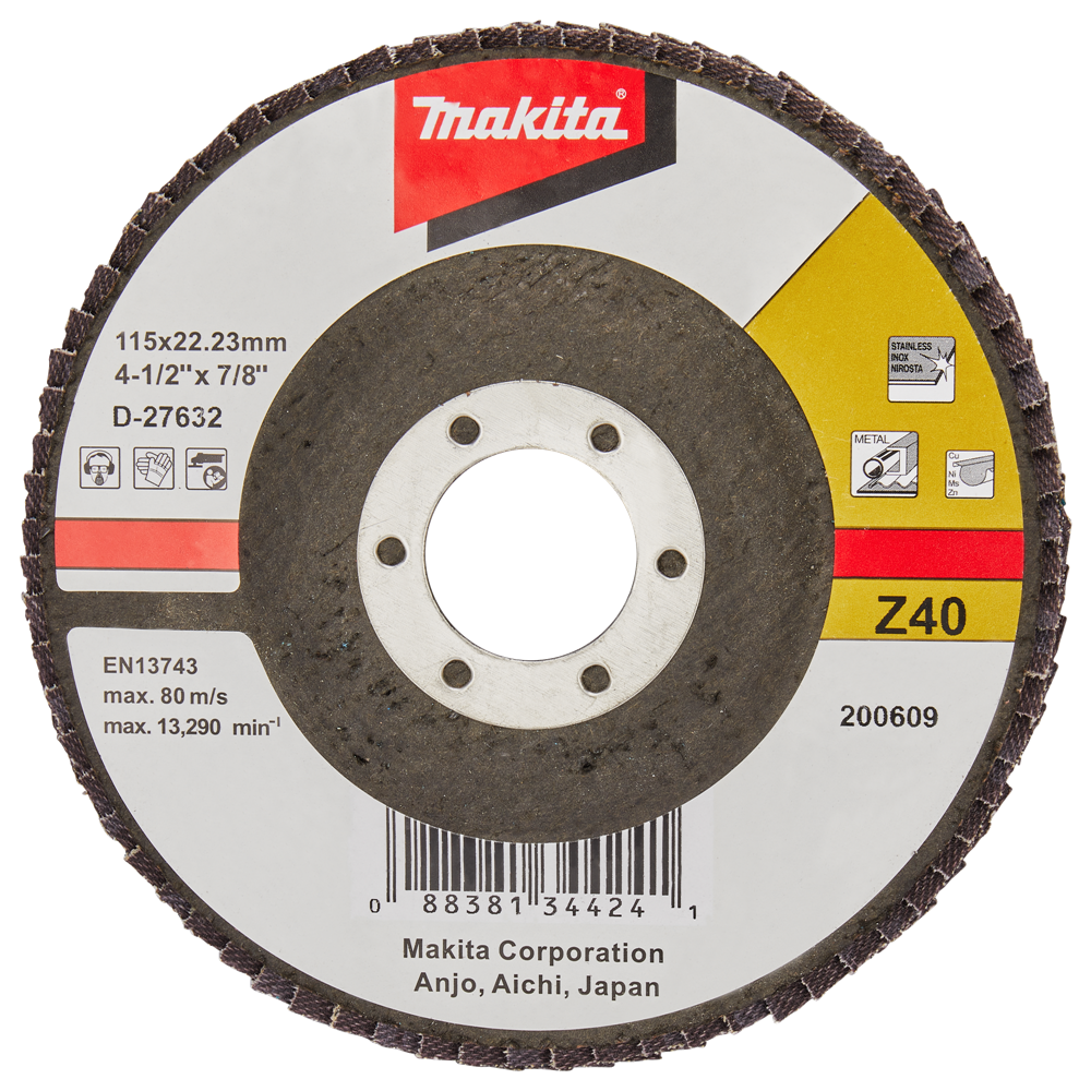 Makita accessoires disque de ponçage à lamelles 115mm z40 - d-27632 d-27632