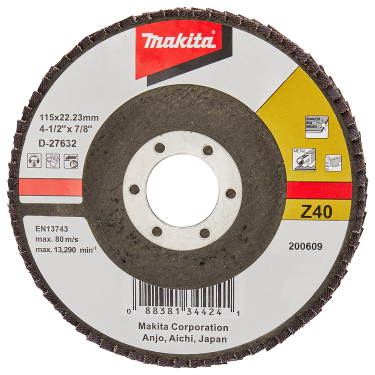 Makita accessoires disque de ponçage à lamelles 115mm z40 - d-27632 d-27632