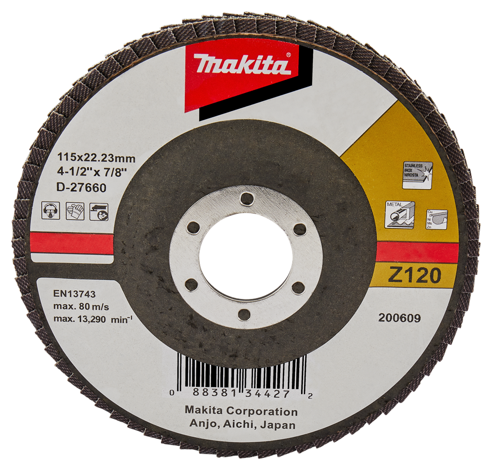 Makita accessoires disque de ponçage à lamelles 115mm z120 - d-27660 d-27660