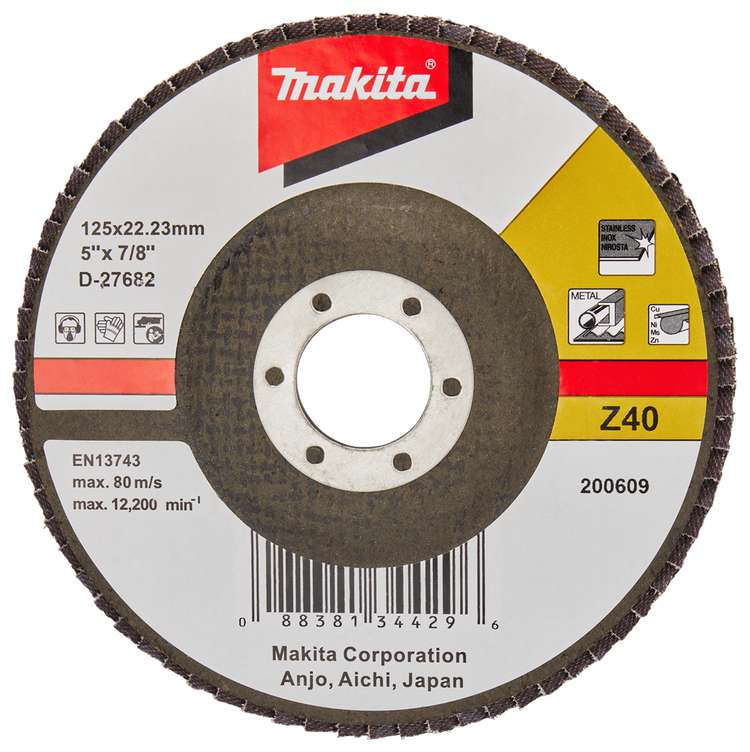 Makita accessoires disque de ponçage à lamelles 125mm z40 - d-27682 d-27682