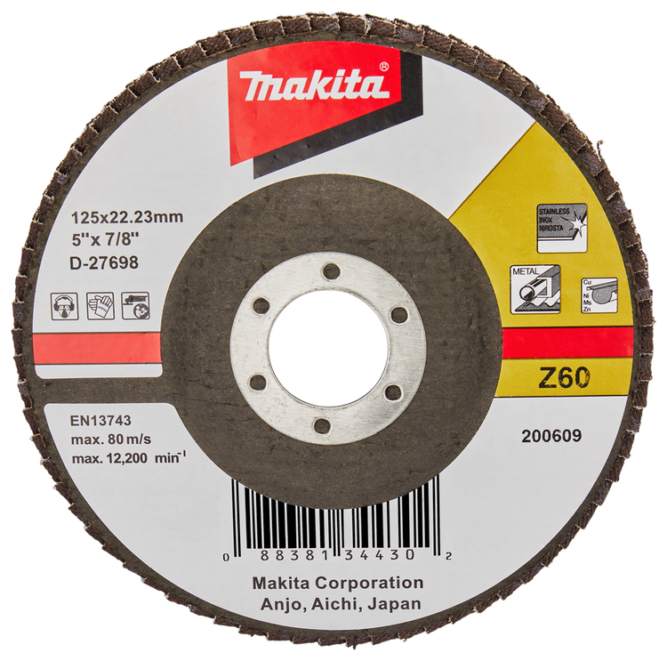 Makita accessoires disque de ponçage à lamelles 125mm z60 - d-27698 d-27698