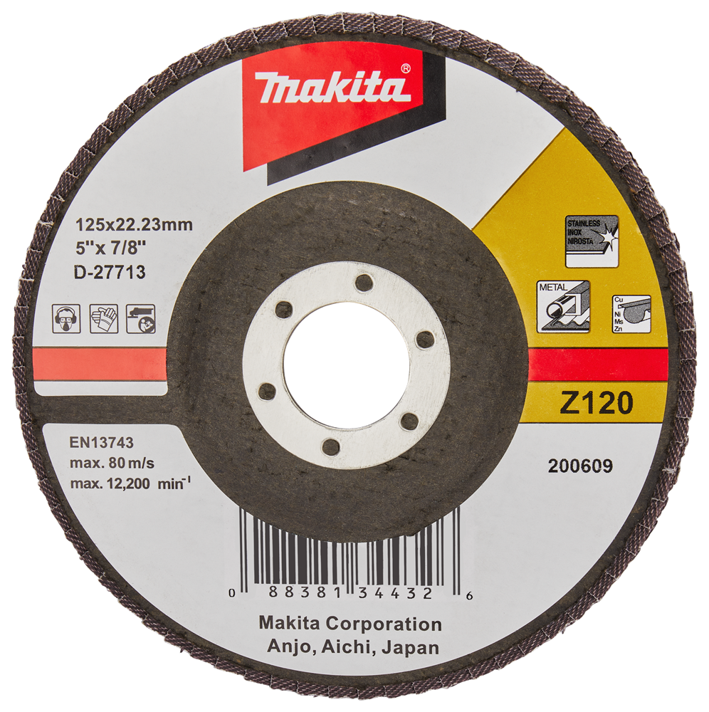 Makita accessoires disque de ponçage à lamelles 125mm z120 - d-27713 d-27713