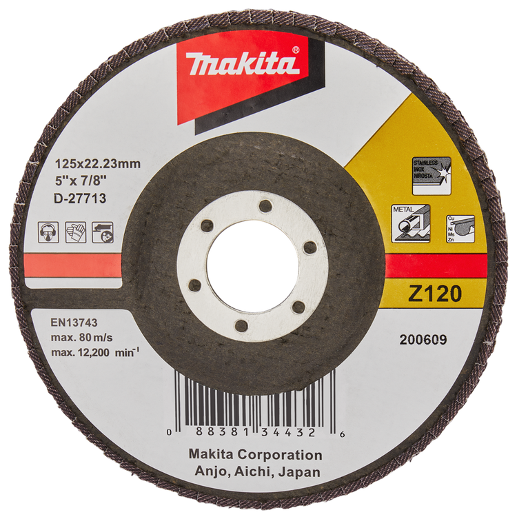 Makita accessoires disque de ponçage à lamelles 125mm z120 - d-27713 d-27713