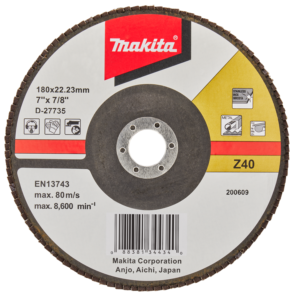 Makita accessoires disque de ponçage à lamelles 180mm z40 - d-27735 d-27735