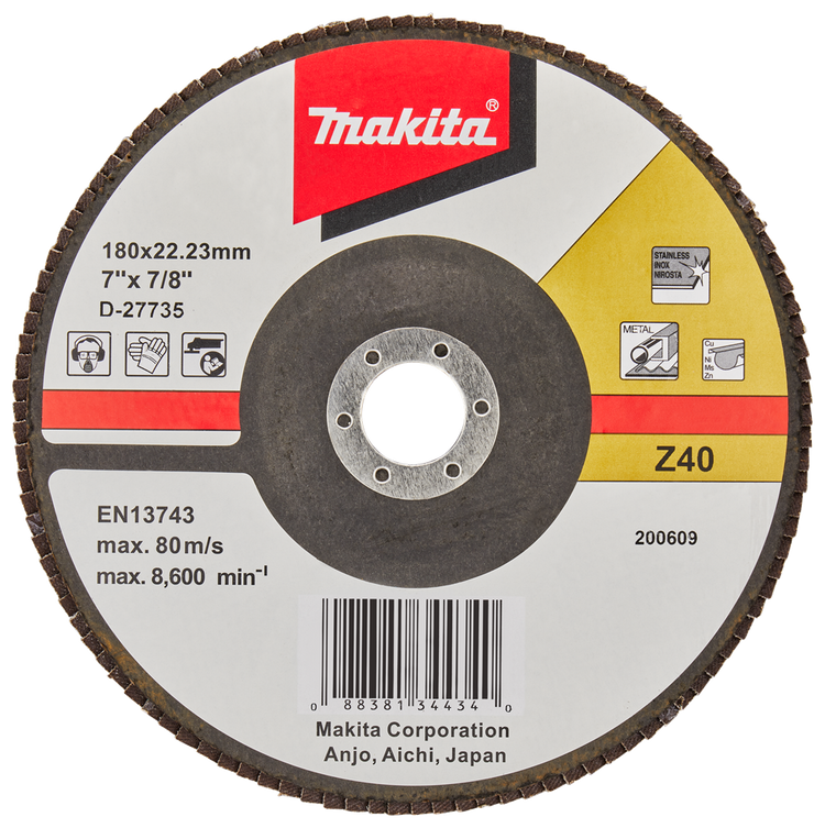 Makita accessoires disque de ponçage à lamelles 180mm z40 - d-27735 d-27735