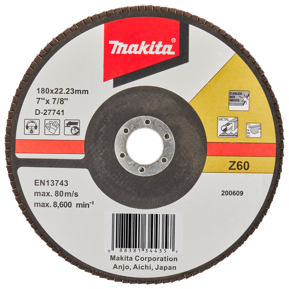 Makita accessoires disque de ponçage à lamelles 180mm z60 - d-27741 d-27741