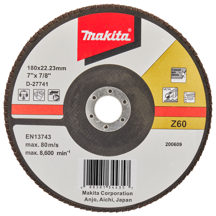 Makita accessoires disque de ponçage à lamelles 180mm z60 - d-27741 d-27741