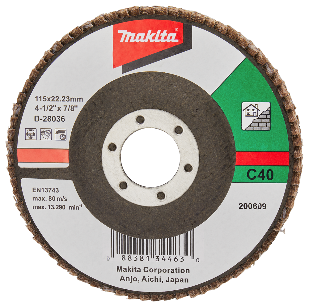 Makita accessoires disque de ponçage à lamelles 115mm c40 - d-28036 d-28036