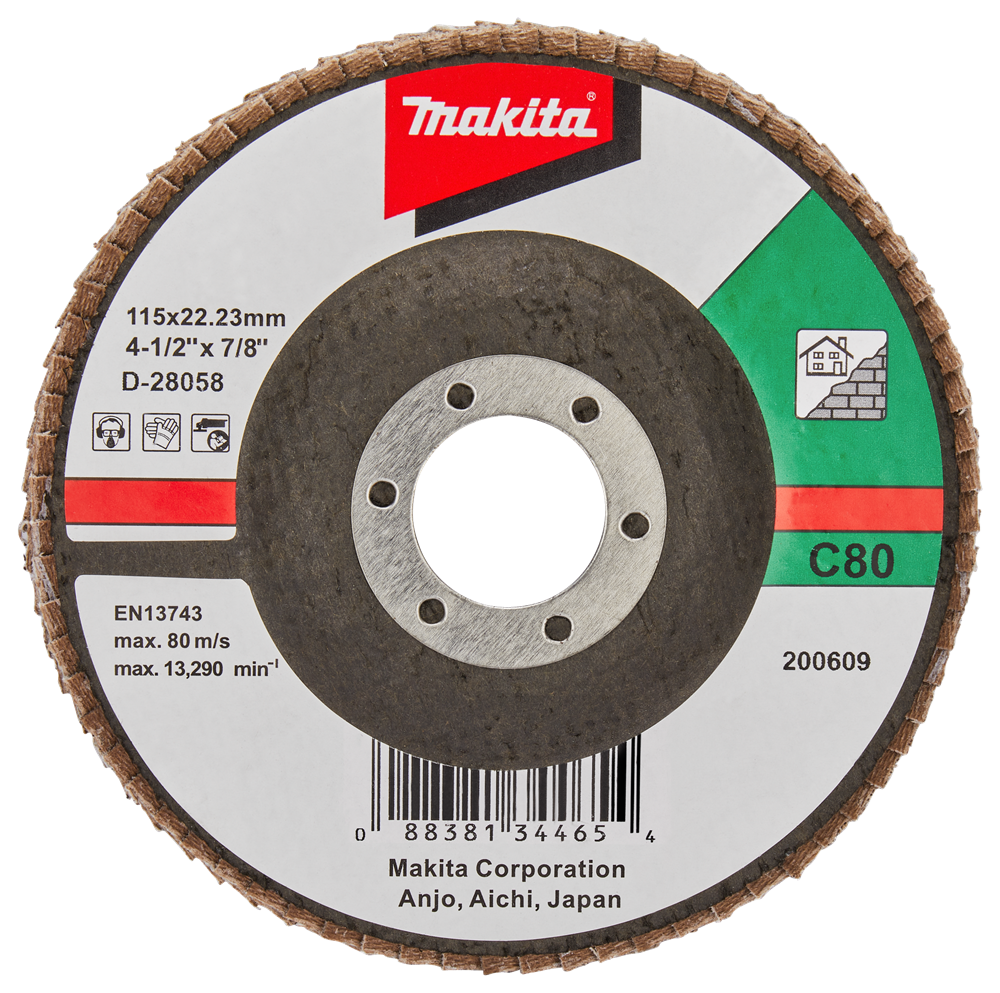 Makita accessoires disque de ponçage à lamelles 115mm c80 - d-28058 d-28058