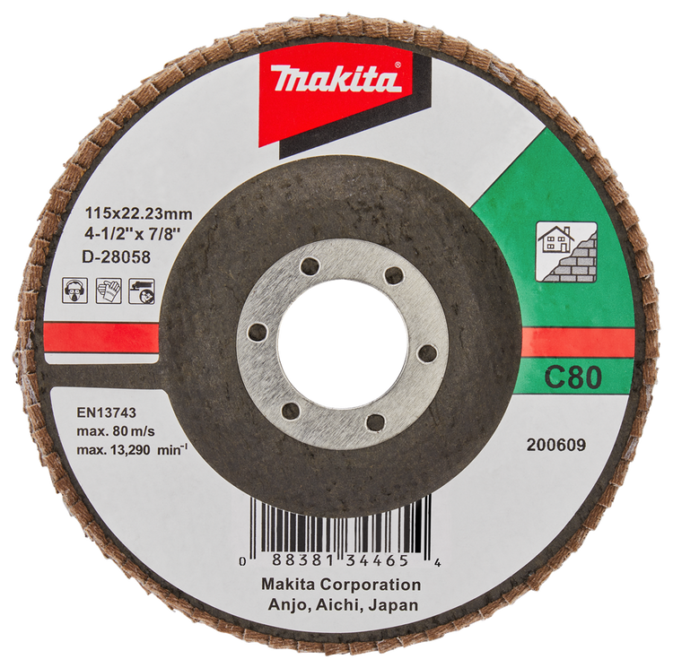 Makita accessoires disque de ponçage à lamelles 115mm c80 - d-28058 d-28058