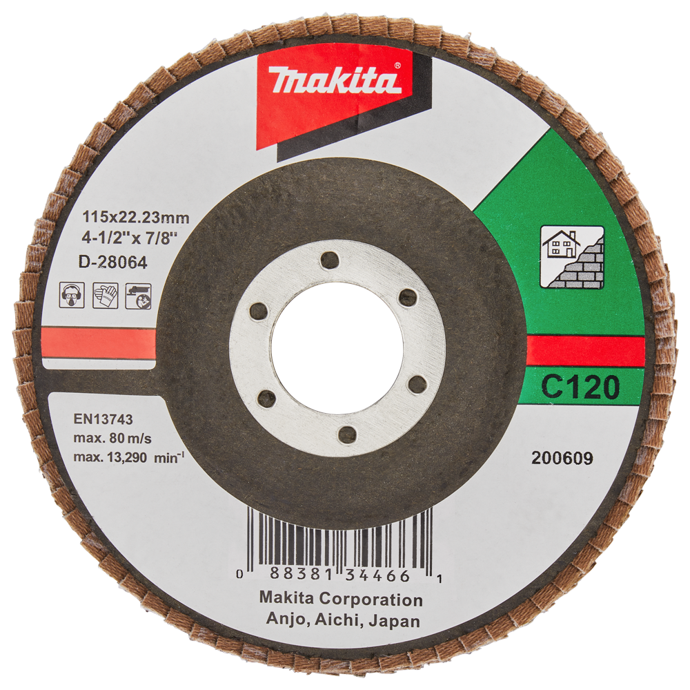 Makita accessoires disque de ponçage à lamelles 115mm c120 - d-28064 d-28064