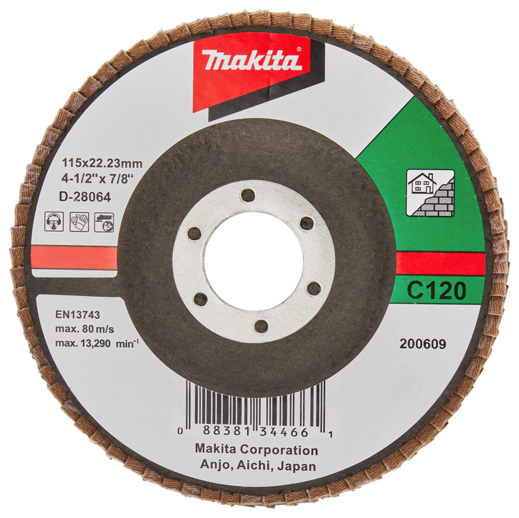 Makita accessoires disque de ponçage à lamelles 115mm c120 - d-28064 d-28064