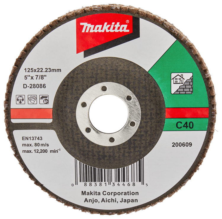 Accessoires Makita disque de ponçage à lamelles 125mm c40 - d-28086 - d-28086