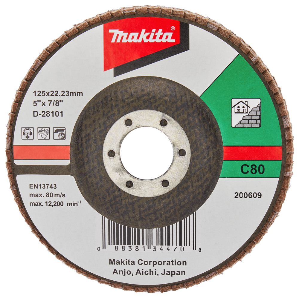 Accessoires Makita disque de ponçage à lamelles 125mm c80 - d-28101 - d-28101
