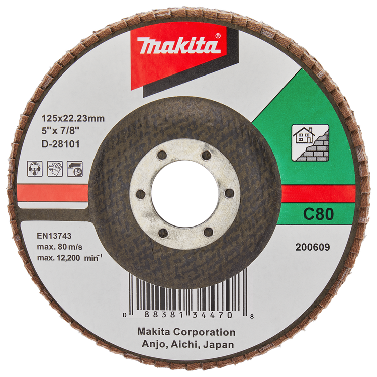 Accessoires Makita disque de ponçage à lamelles 125mm c80 - d-28101 - d-28101