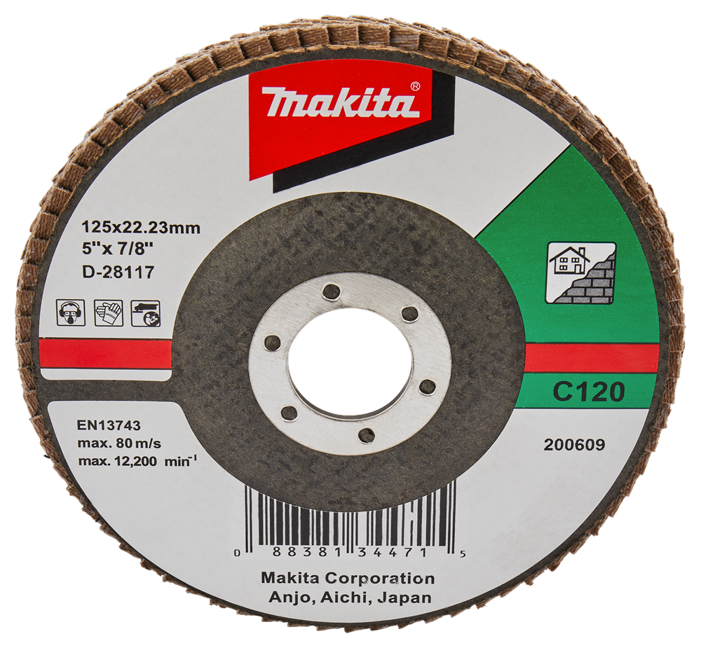 Accessoires Makita disque de ponçage à lamelles 125mm c120 - d-28117 - d-28117