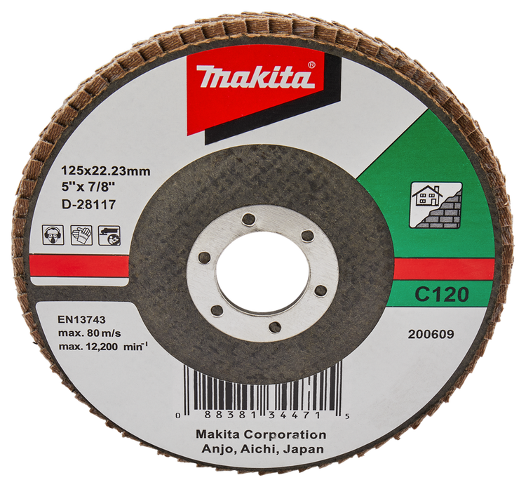 Accessoires Makita disque de ponçage à lamelles 125mm c120 - d-28117 - d-28117