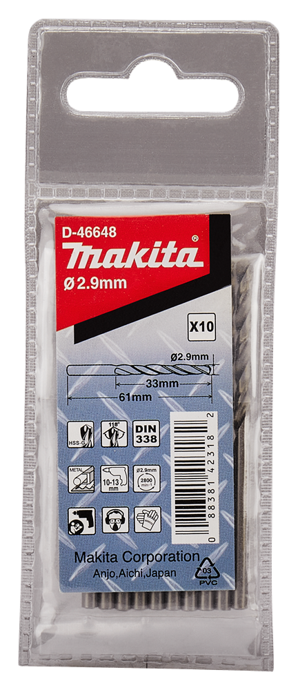 Accessoires Makita perceuse à métal 2.9x61mm - d-46648 d-46648