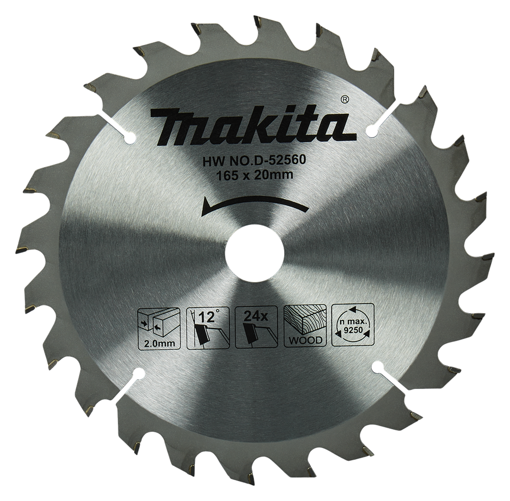 Accessoires Makita lame de scie circulaire bois | standard, 165x20x2,0 24t 3g - d-52560 - d-52560