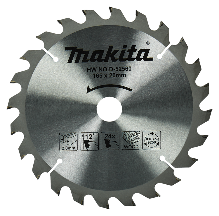 Accessoires Makita lame de scie circulaire bois | standard, 165x20x2,0 24t 3g - d-52560 - d-52560