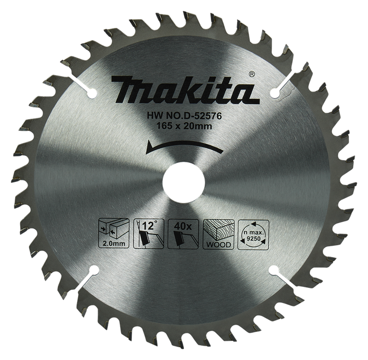 Accessoires Makita lame de scie circulaire bois | standard, 165x20x2.0 40t 18g - d-52576 - d-52576