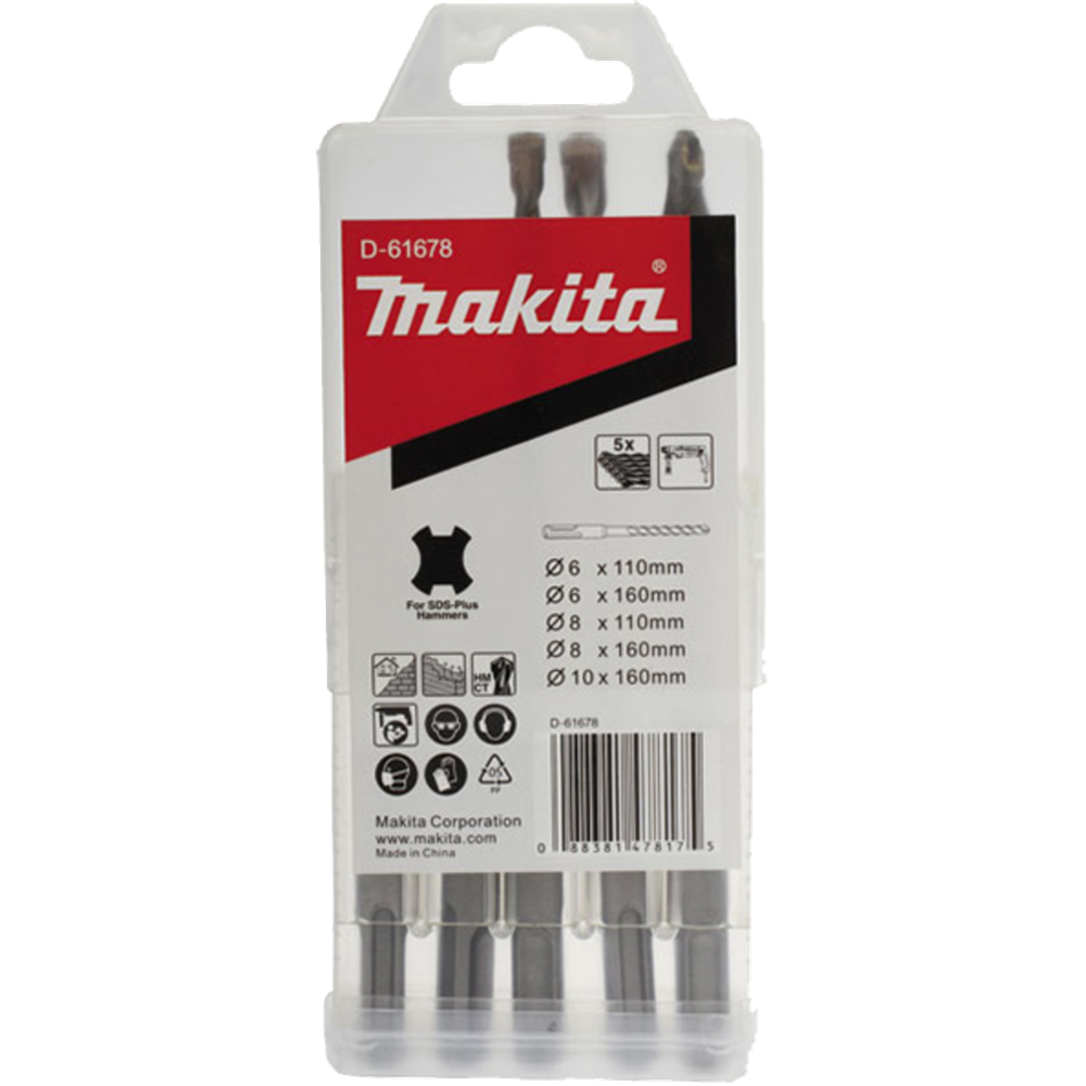 Makita accessoires jeu de forets à béton 5 pièces - d-61678 d-61678