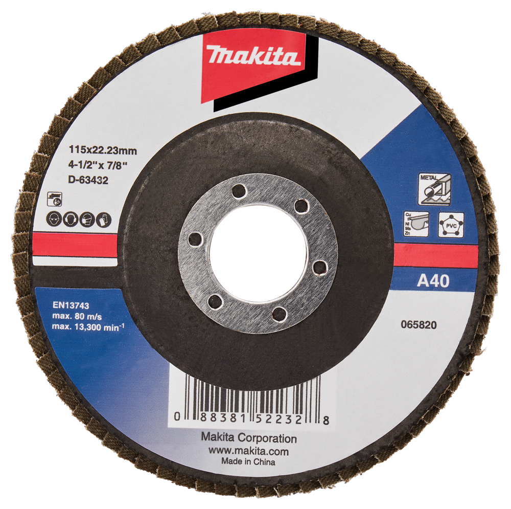 Makita accessoires disque de ponçage à lamelles 115mm a40 - d-63432-10 d-63432-10