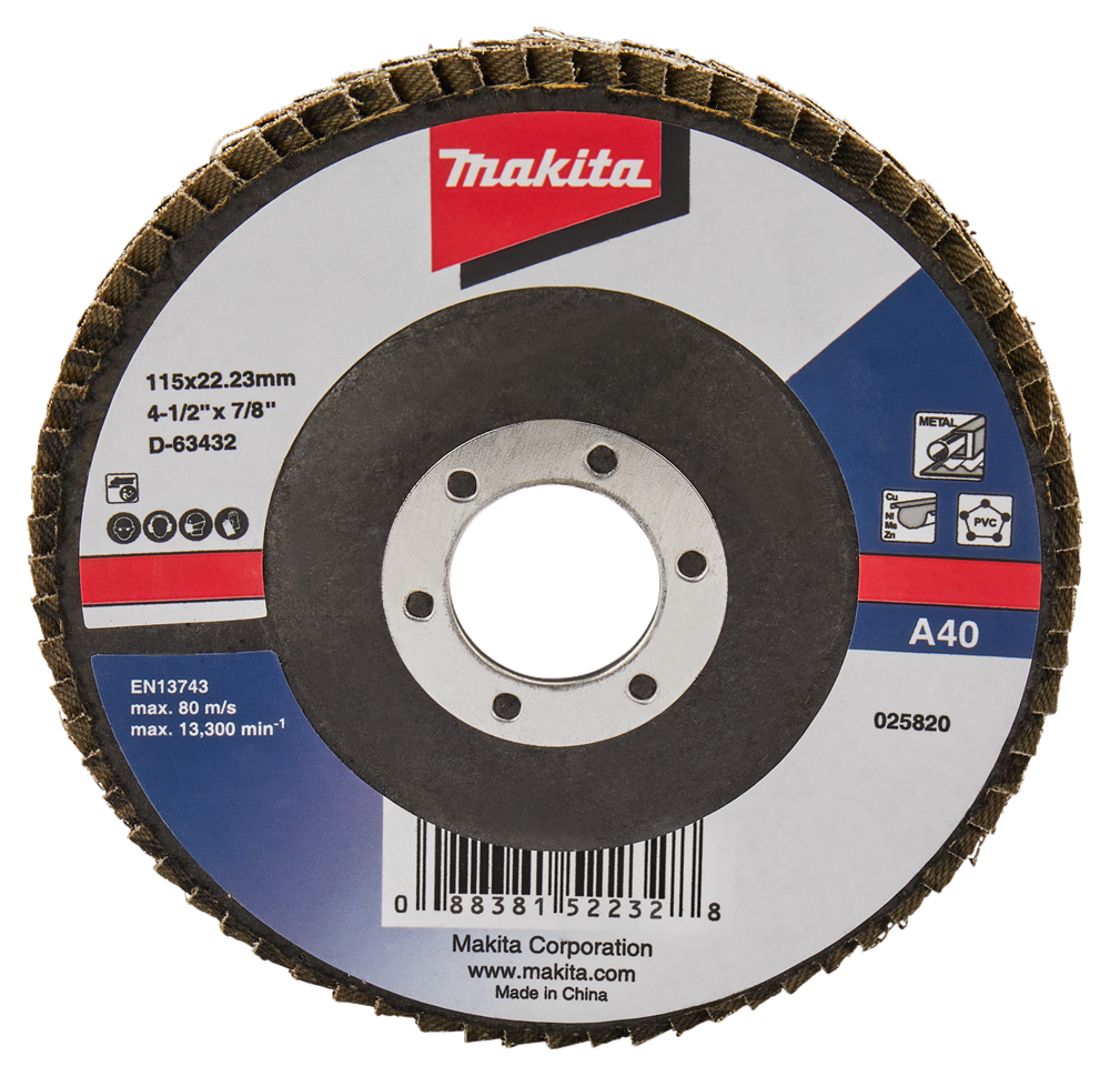 Makita accessoires disque de ponçage à lamelles 115mm a40 - d-63432 d-63432