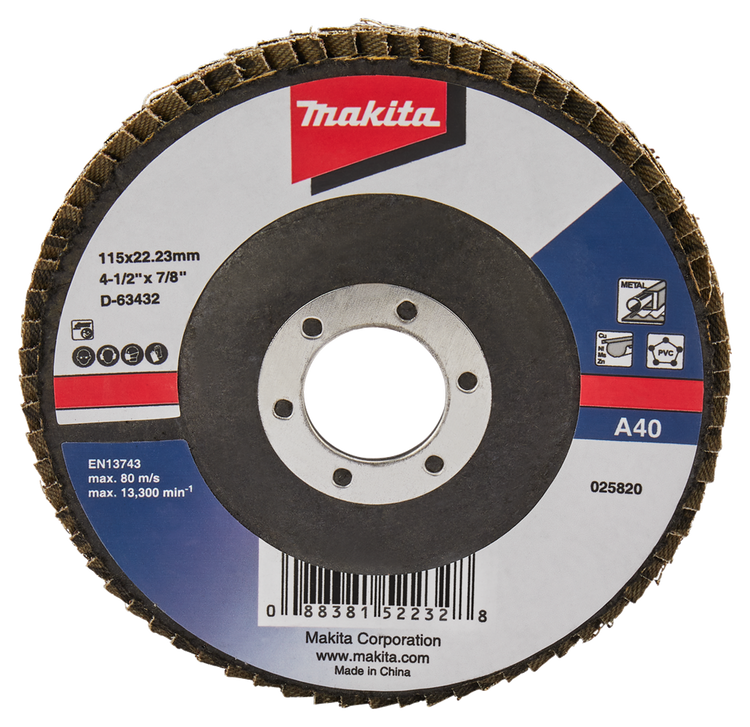 Makita accessoires disque de ponçage à lamelles 115mm a40 - d-63432 d-63432