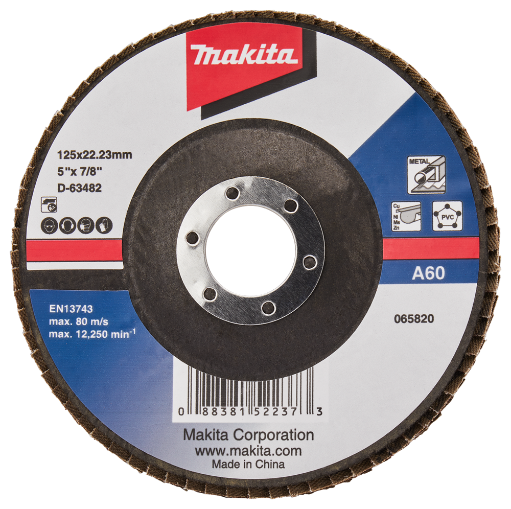 Makita accessoires disque de ponçage à lamelles 125mm a60 - d-63482-10 - d-63482-10