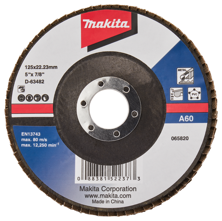Makita accessoires disque de ponçage à lamelles 125mm a60 - d-63482-10 - d-63482-10