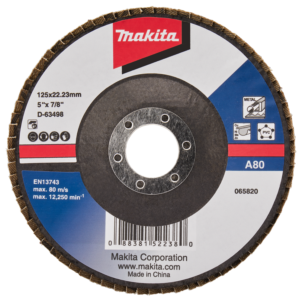 Makita accessoires disque de ponçage à lamelles 125mm a80 - d-63498-10 d-63498-10