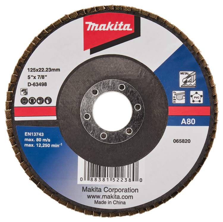 Makita accessoires disque de ponçage à lamelles 125mm a80 - d-63498-10 d-63498-10