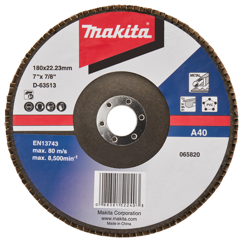Makita accessoires disque de ponçage à lamelles 180mm a40 - d-63513-10 d-63513-10