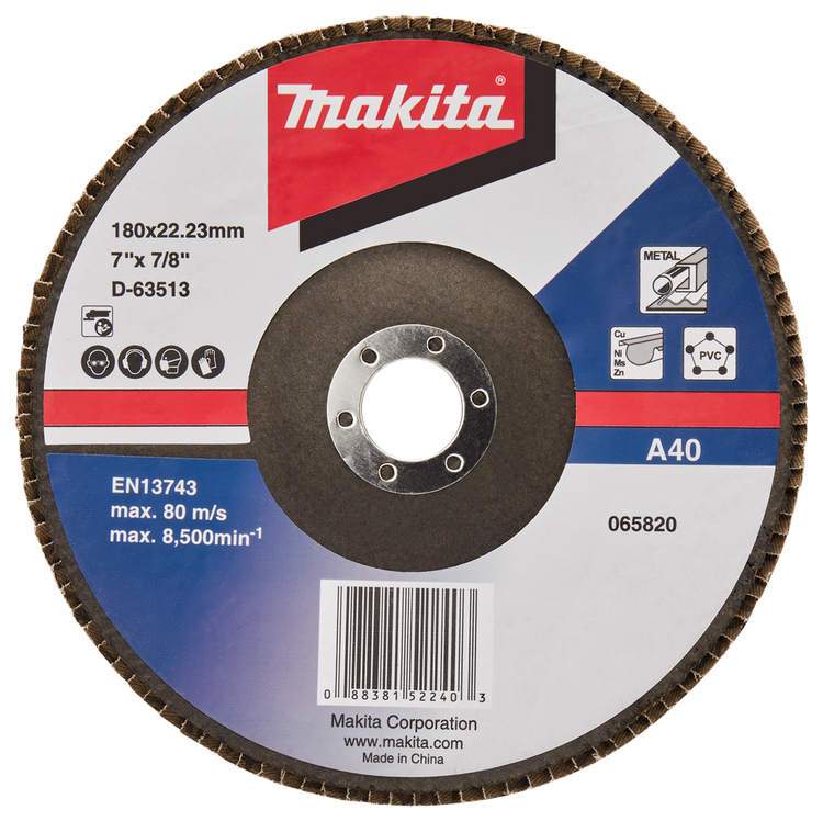 Makita accessoires disque de ponçage à lamelles 180mm a40 - d-63513-10 d-63513-10