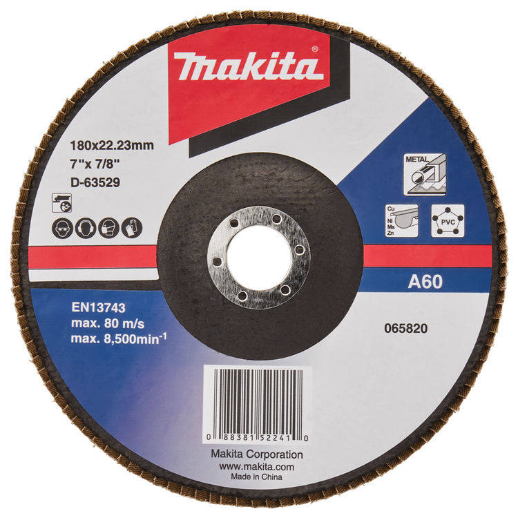 Makita accessoires disque de ponçage à lamelles 180mm a60 - d-63529-10 d-63529-10