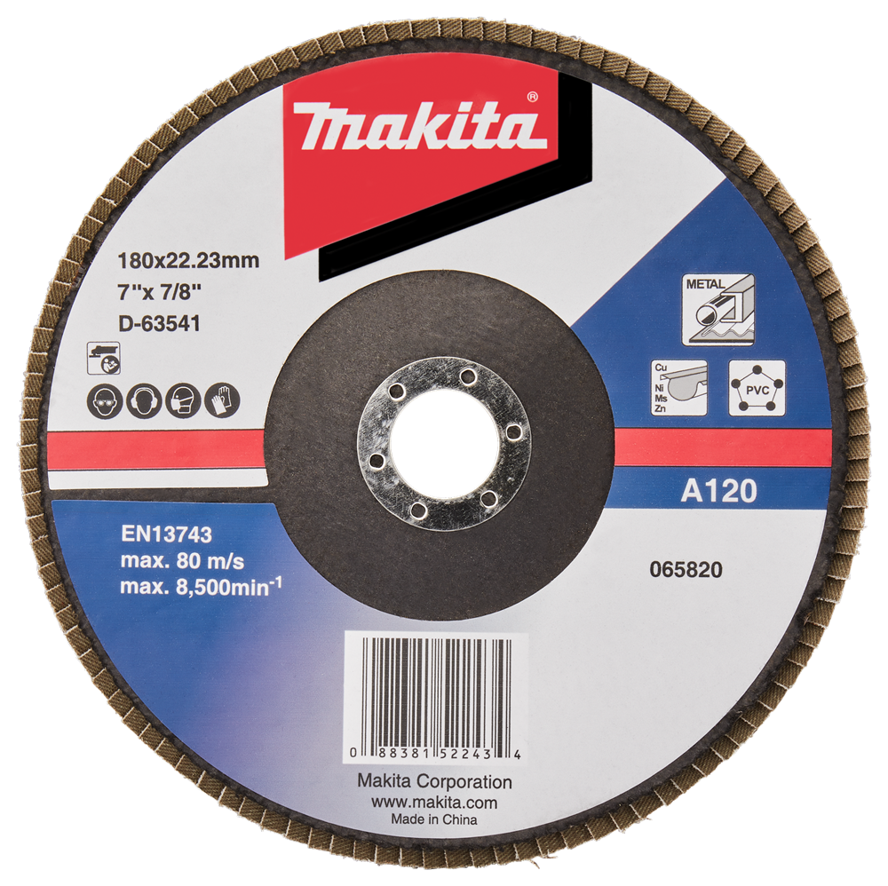 Makita accessoires disque de ponçage à lamelles 180mm a120 - d-63541-10 d-63541-10