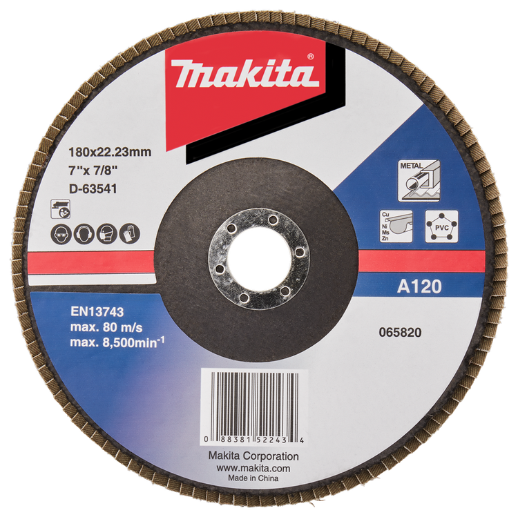 Makita accessoires disque de ponçage à lamelles 180mm a120 - d-63541-10 d-63541-10