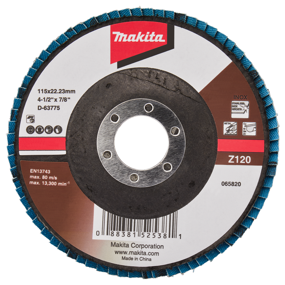 Makita accessoires disque de ponçage à lamelles 115mm z120 - d-63775-10 d-63775-10