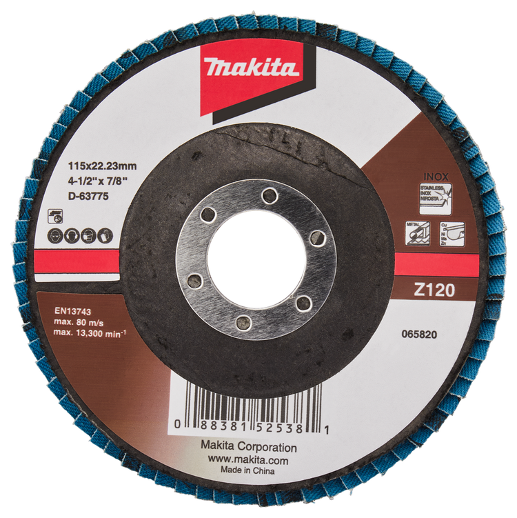 Makita accessoires disque de ponçage à lamelles 115mm z120 - d-63775-10 d-63775-10
