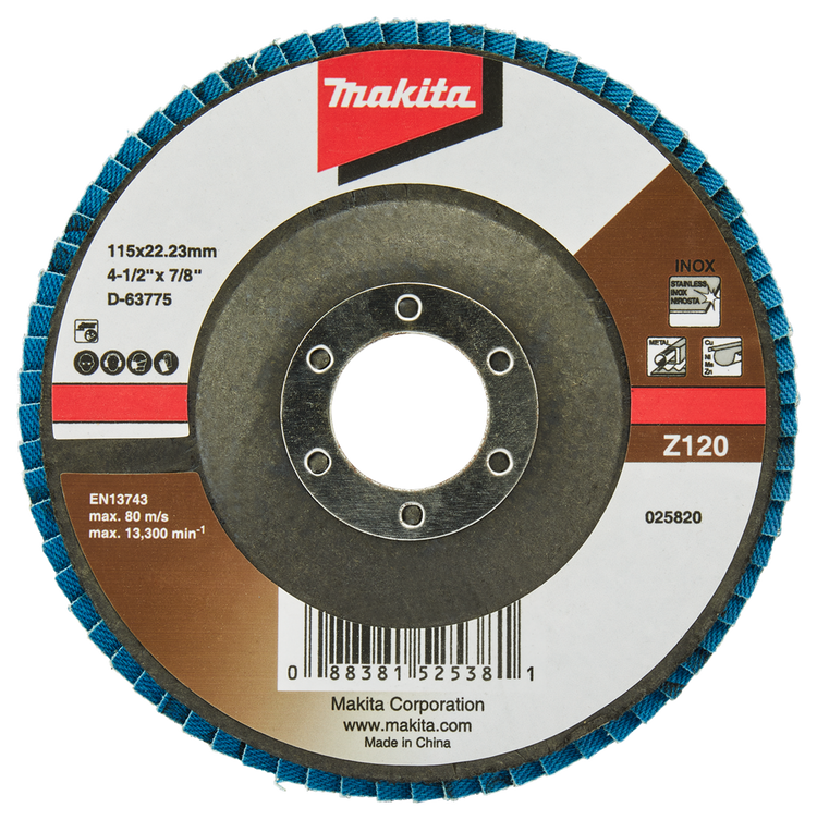 Makita accessoires disque de ponçage à lamelles 115mm z120 - d-63775 d-63775
