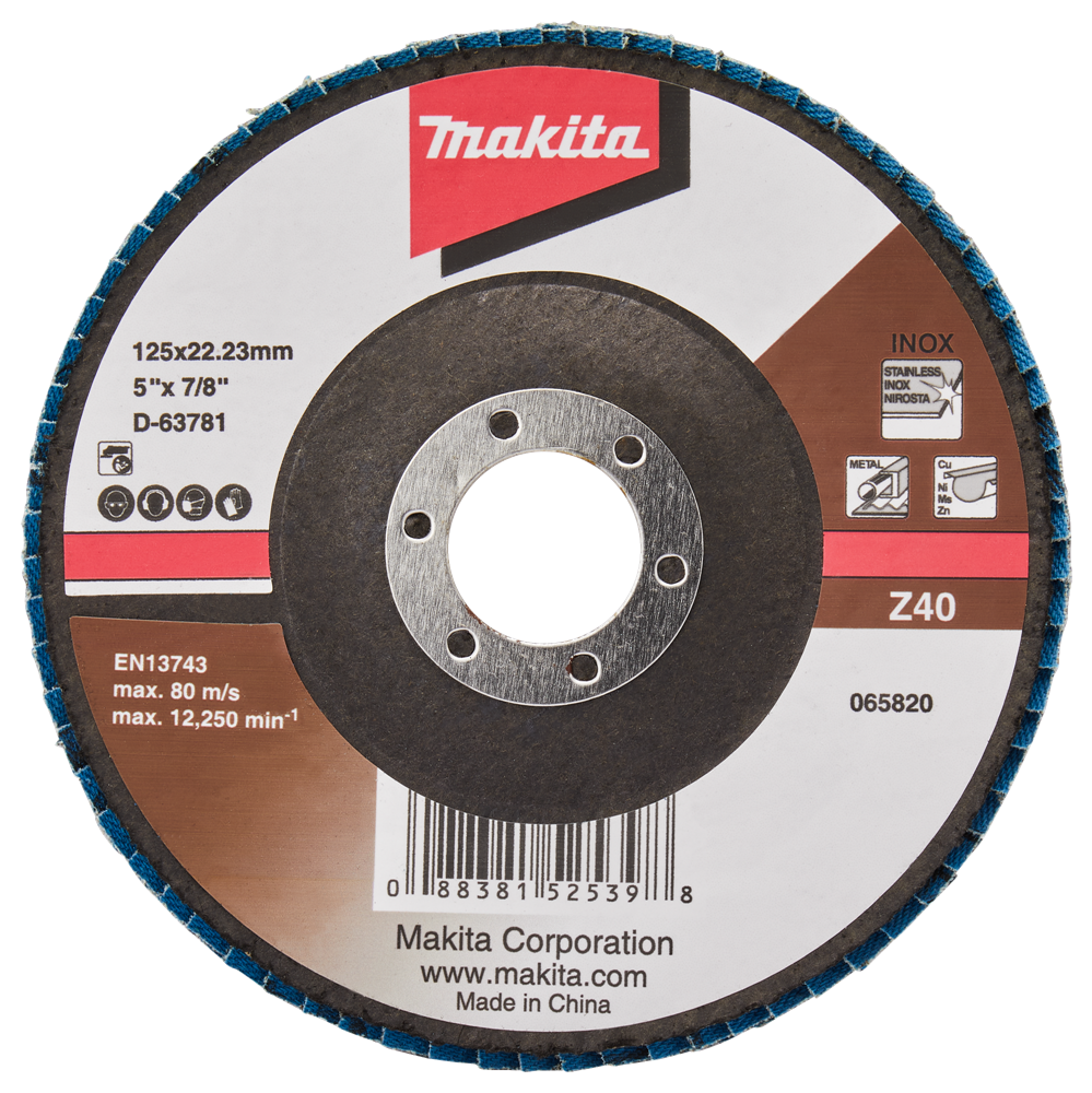 Accessoires Makita disque abrasif à lamelles 125mm z40 - d-63781-10 - d-63781-10