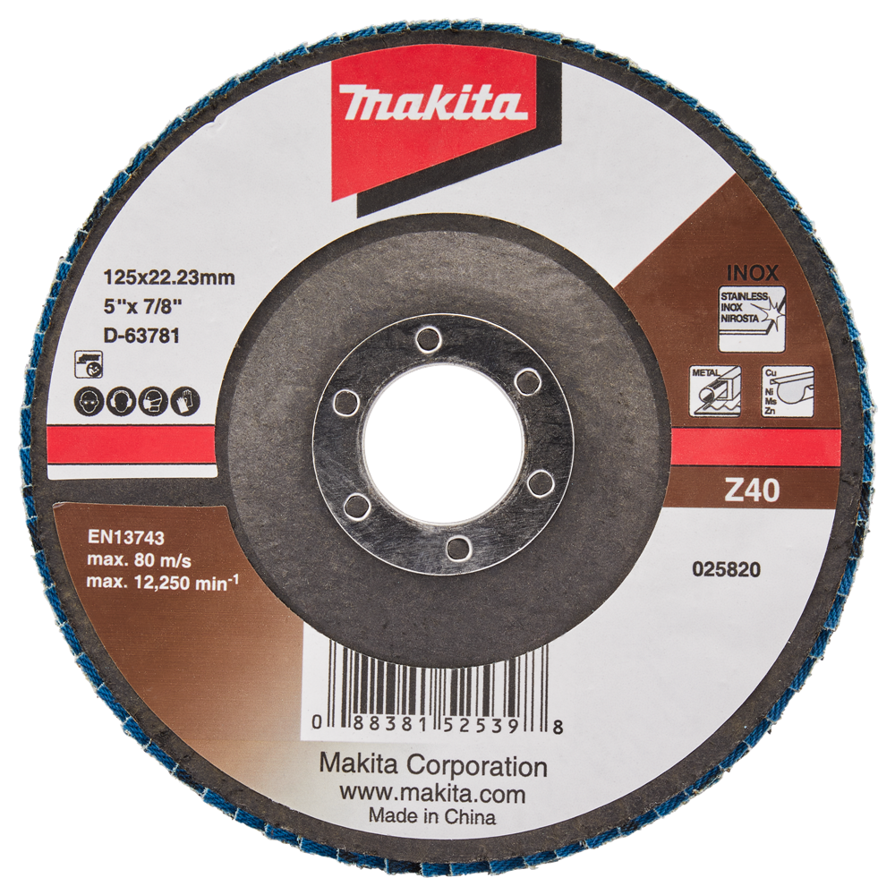 Makita accessoires disque de ponçage à lamelles 125mm z40 - d-63781 d-63781