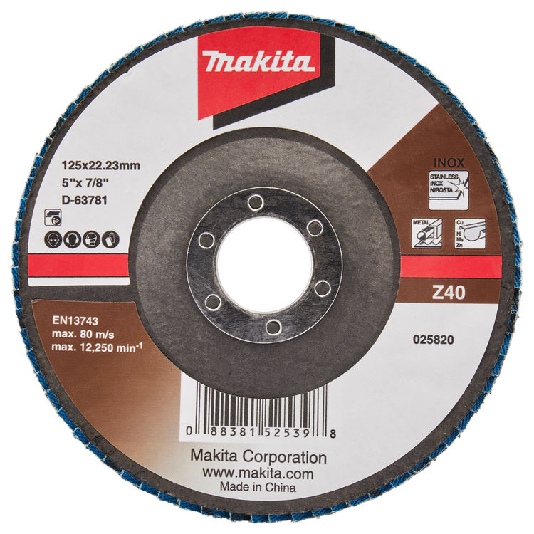 Makita accessoires disque de ponçage à lamelles 125mm z40 - d-63781 d-63781