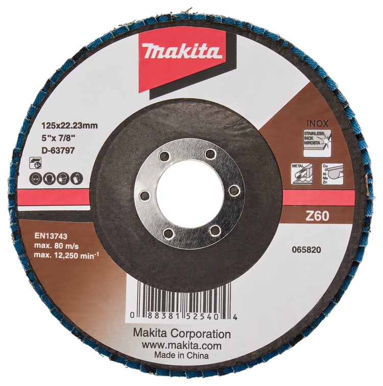 Makita accessoires disque de ponçage à lamelles 125mm z60 - d-63797-10 d-63797-10