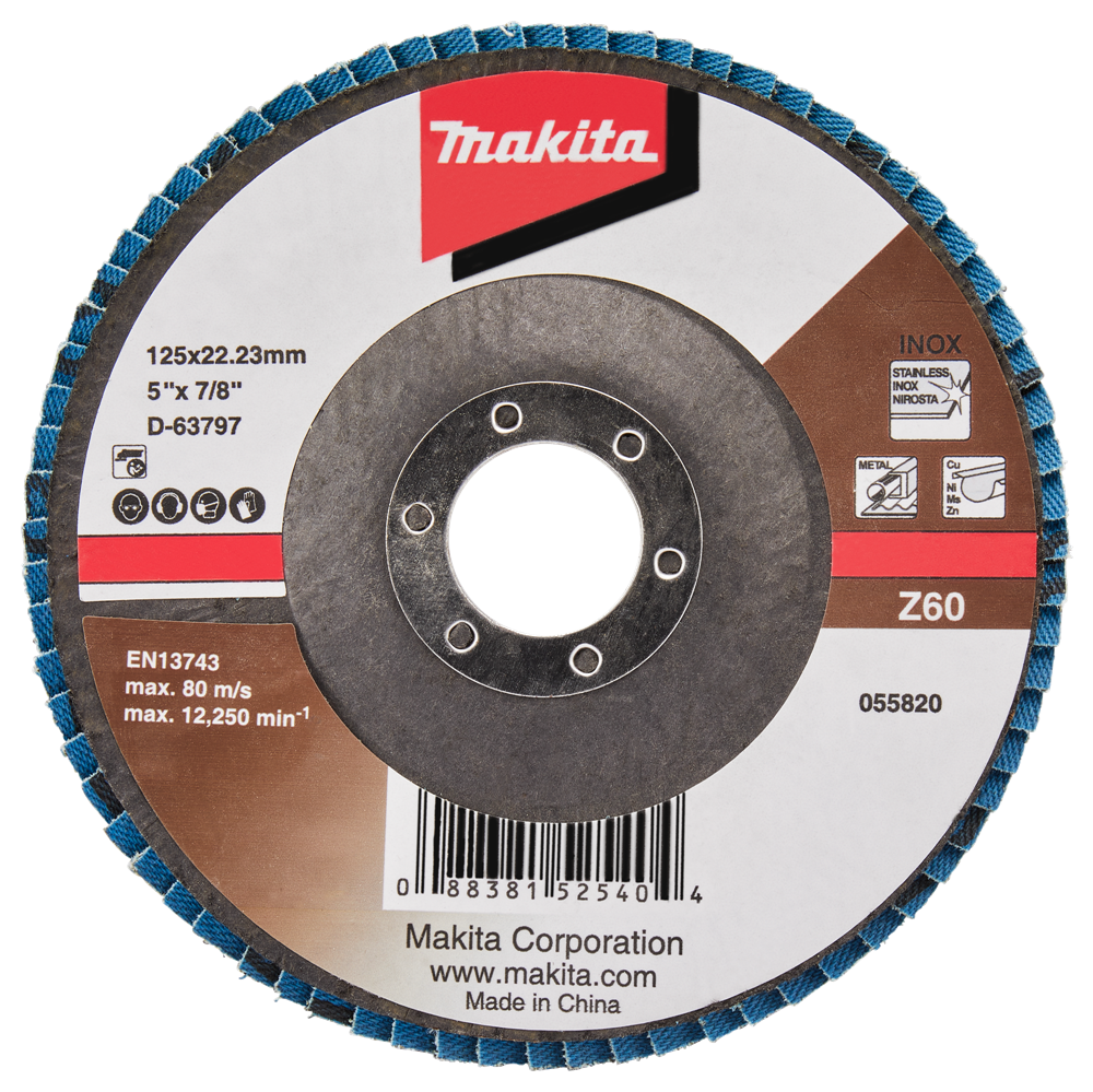 Makita accessoires disque de ponçage à lamelles 125mm z60 - d-63797 d-63797